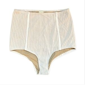 NWOT Kortni Jeane Women's White Mesh High Wiasted Bikini Swim Bottoms Size Small